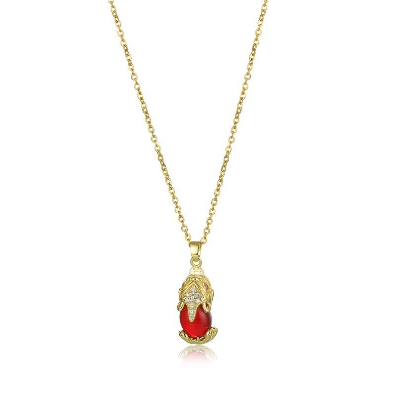 Red Garnet Pixiu Wealth Necklace - Buddha Power Store