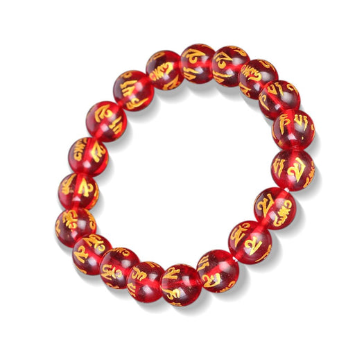 Bracelet porte-bonheur mantra tibétain rouge à six mots - Buddha Power Store