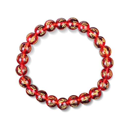 Bracelet porte-bonheur mantra tibétain rouge à six mots - Buddha Power Store