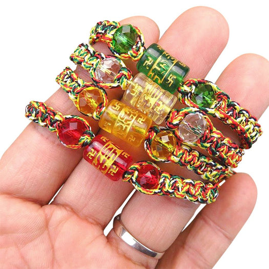 Retro Tibetan 6 Words Mantra Lucky Charm Braided Bracelet - Buddha Power Store
