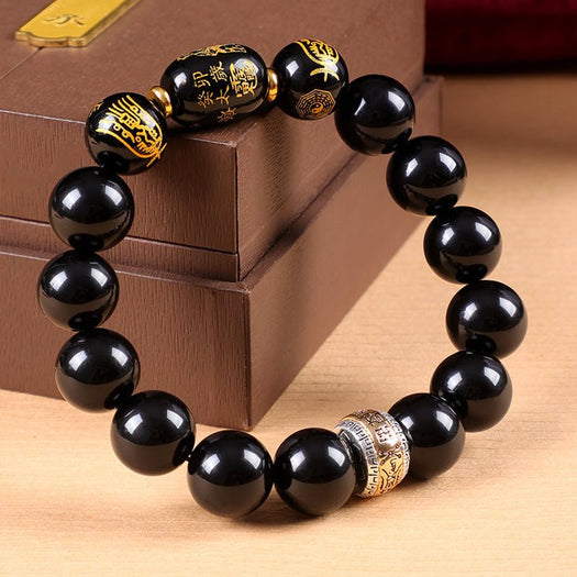 Bracelet en obsidienne Tai Sui Fortune Guard - Buddha Power Store