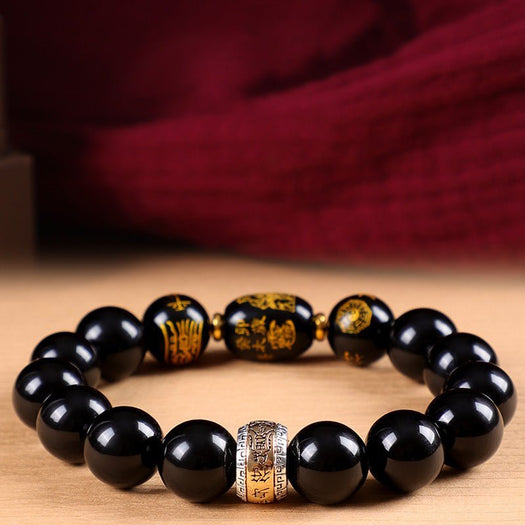 Bracelet en obsidienne Tai Sui Fortune Guard - Buddha Power Store