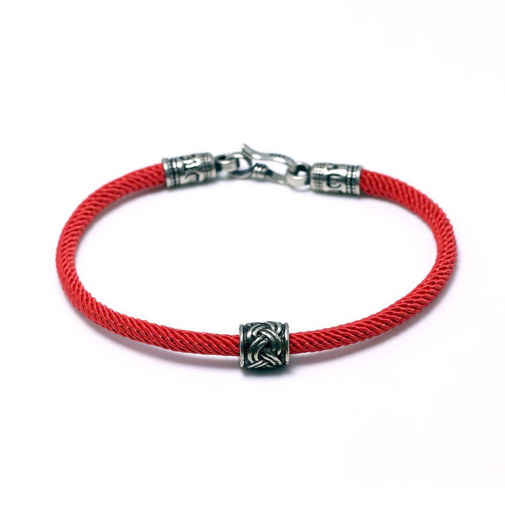 Bracelet mantra traditionnel Feng Shui avec breloque porte-bonheur et bénédiction avec nœuds tressés - Buddha Power Store