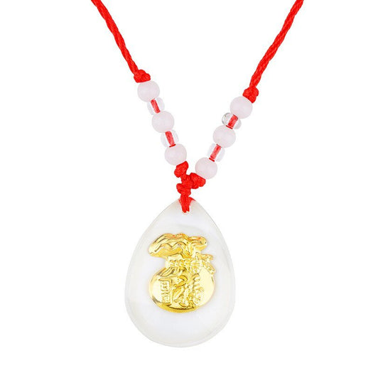 Collier à breloques pour sac d'argent en or 18 carats transparent de bon augure - Buddha Power Store