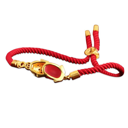 Bracelet tissé à la main Pixiu en agate rouge attracteur de richesse - Buddha Power Store
