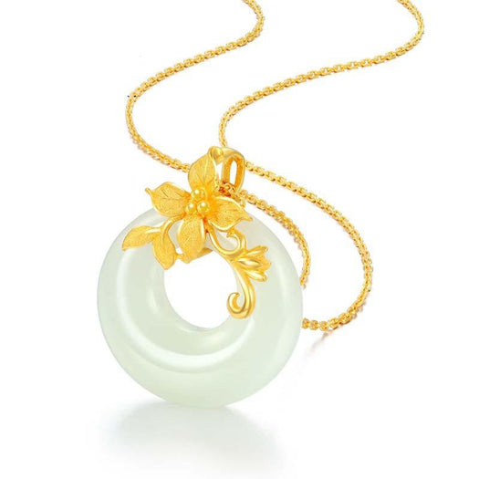 Glücksverheißende Halskette aus weißer Jade – Buddha Power Store