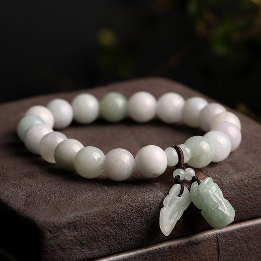 Glücks-Pixiu-Armband aus weißer Jade – Buddha Power Store