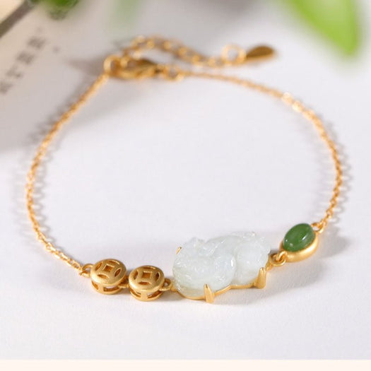 Bracelet porte-bonheur Pixiu en jade blanc - Buddha Power Store